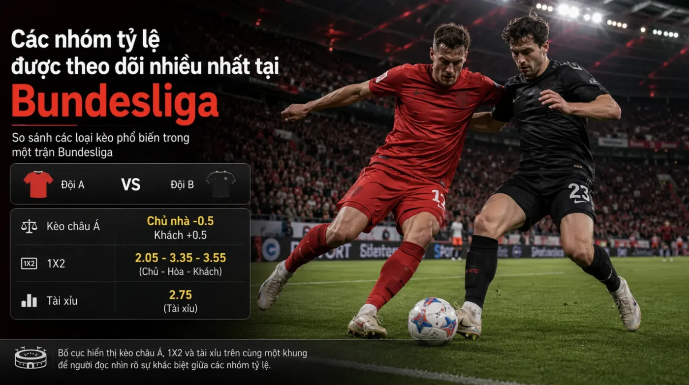 So sánh các loại kèo phổ biến trong một trận Bundesliga