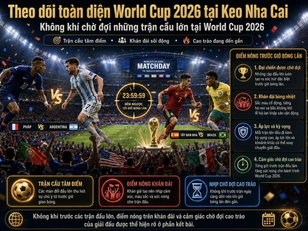 Không khí chờ đợi những trận cầu lớn tại World Cup 2026